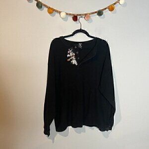 Vintage 1996 Warner Brothers Looney Toons waffle thermal henley top